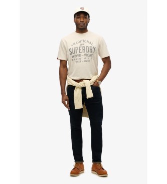 Superdry Machined Goods Workwear T-shirt vit kräm