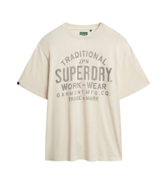 Superdry Machined Goods Workwear T-shirt vit kräm