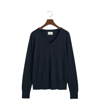 Gant Pullover mit V-Ausschnitt aus navyfarbenem Feinstrick