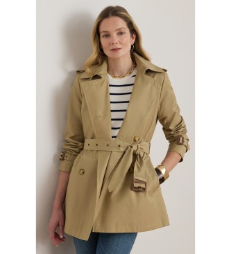 Lauren Ralph Lauren Beigefarbener Crossover-Trenchcoat aus Baumwollmischung