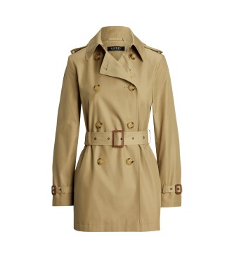 Lauren Ralph Lauren Beigefarbener Crossover-Trenchcoat aus Baumwollmischung