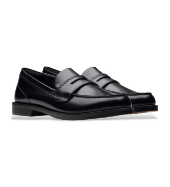 Clarks Mocassini in pelle nera Straven Edge