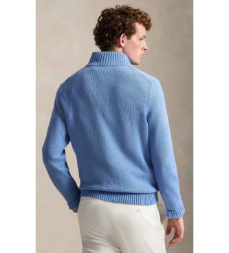 Polo Ralph Lauren Baumwollpulli mit kurzem Reißverschluss, blau