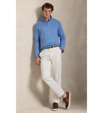 Polo Ralph Lauren Baumwollpulli mit kurzem Reißverschluss, blau