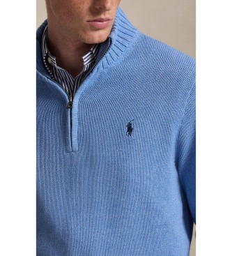Polo Ralph Lauren Baumwollpulli mit kurzem Reißverschluss, blau