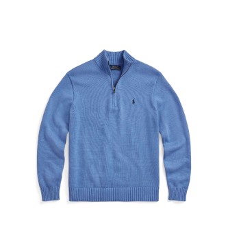 Polo Ralph Lauren Baumwollpulli mit kurzem Reißverschluss, blau