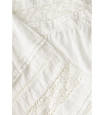 Superdry Blusa de encaje ibicenco blanco