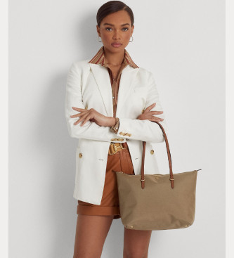Lauren Ralph Lauren Keaton beige nylon tote tas medium