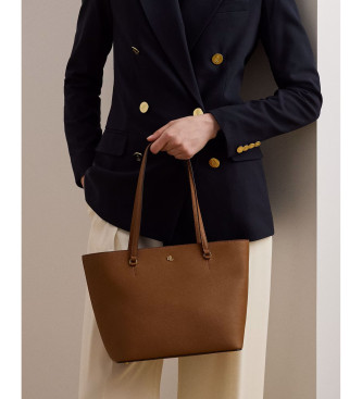 Lauren Ralph Lauren Bolso tote Karly mediano de piel cruzada marrón