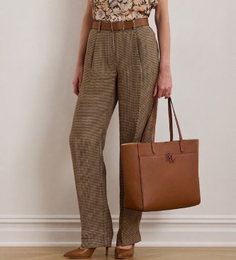 Lauren Ralph Lauren Borsa tote grande Cameryn in pelle martellata marrone