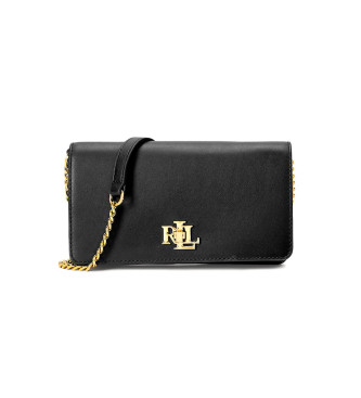 Lauren Ralph Lauren Cartera de piel con cierre de giro negro