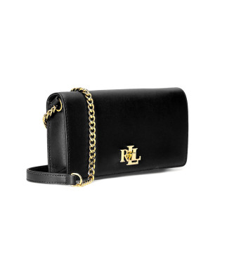 Lauren Ralph Lauren Cartera de piel con cierre de giro negro