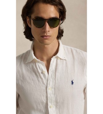 Polo Ralph Lauren Camicia in lino slim fit color bianco sporco