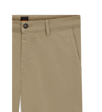 BOSS Spodnie chino o zwężanym kroju w kolorze beżowym