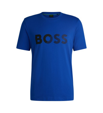 BOSS Modra majica z logotipom Tape