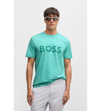 BOSS Majica Tape Logo v turkizni barvi