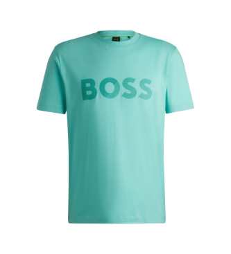 BOSS Majica Tape Logo v turkizni barvi