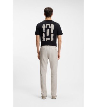 BOSS Beige linnen broek met logo