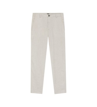 BOSS Beige linnen broek met logo
