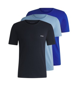 BOSS Set de 3 camisetas interiores azul