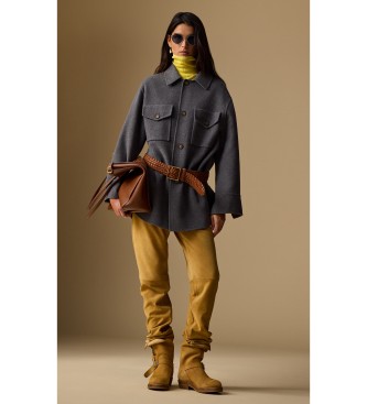 Polo Ralph Lauren Brown elongated Bellport leather tote bag