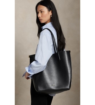 Polo Ralph Lauren Black elongated Bellport leather tote bag