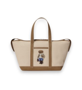 Polo Ralph Lauren Minitaske i shopper-stil af sejldug med Polo Bear i beige