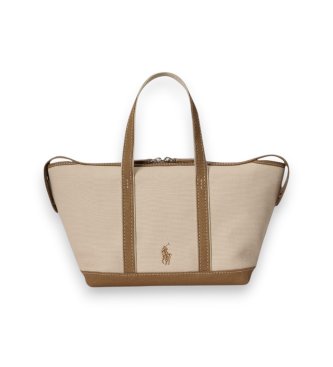Polo Ralph Lauren Minitaske i shopper-stil af sejldug med Polo Bear i beige