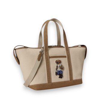 Polo Ralph Lauren Minitaske i shopper-stil af sejldug med Polo Bear i beige
