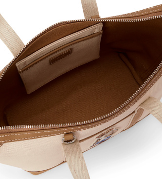 Polo Ralph Lauren Minitaske i shopper-stil af sejldug med Polo Bear i beige