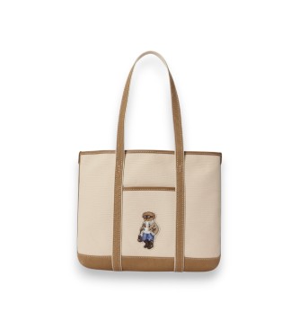 Polo Ralph Lauren Lille tote shopper-taske med Polo Bear i beige