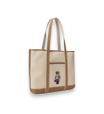 Polo Ralph Lauren Lille tote shopper-taske med Polo Bear i beige