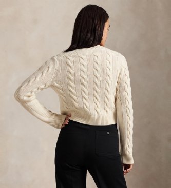 Polo Ralph Lauren Flettet cardigan i uld og beige kashmir