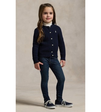 Polo Ralph Lauren Casaco de malha de algodão em ponto de oitos, cor azul-marinho