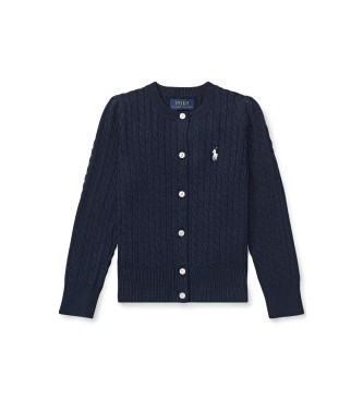 Polo Ralph Lauren Casaco de malha de algodão em ponto de oitos, cor azul-marinho