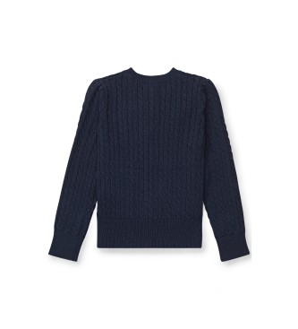 Polo Ralph Lauren Casaco de malha de algodão em ponto de oitos, cor azul-marinho