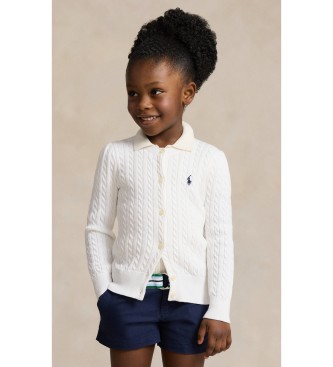 Polo Ralph Lauren Cardigan en coton à mailles en huit, blanc