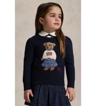 Polo Ralph Lauren Navy Polo Bear cotton jumper