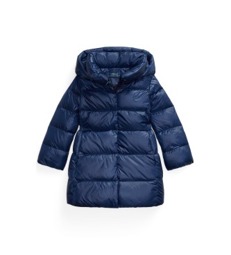 Polo Ralph Lauren D?uga kurtka puchowa z kapturem granatowa