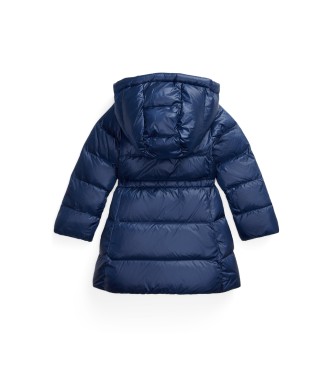 Polo Ralph Lauren D?uga kurtka puchowa z kapturem granatowa
