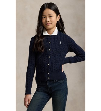 Polo Ralph Lauren Casaco de malha de algodão em ponto de oitos, cor azul-marinho