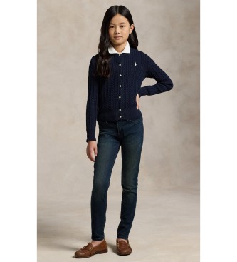 Polo Ralph Lauren Casaco de malha de algodão em ponto de oitos, cor azul-marinho