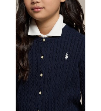 Polo Ralph Lauren Casaco de malha de algodão em ponto de oitos, cor azul-marinho