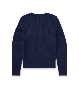 Polo Ralph Lauren Casaco de malha de algodão em ponto de oitos, cor azul-marinho