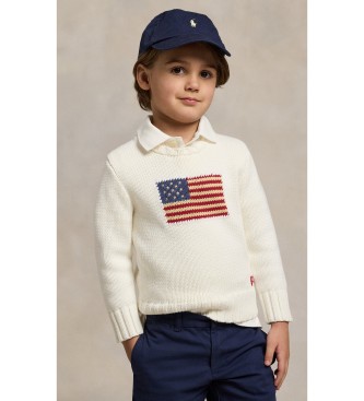 Polo Ralph Lauren Jersey Emblemático con bandera blanco