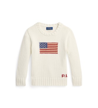 Polo Ralph Lauren Jersey Emblemático con bandera blanco