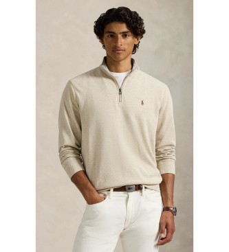 Polo Ralph Lauren Ultramjuk stickad tröja med beige dragkedja