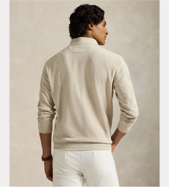 Polo Ralph Lauren Ultramjuk stickad tröja med beige dragkedja