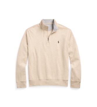Polo Ralph Lauren Ultramjuk stickad tröja med beige dragkedja