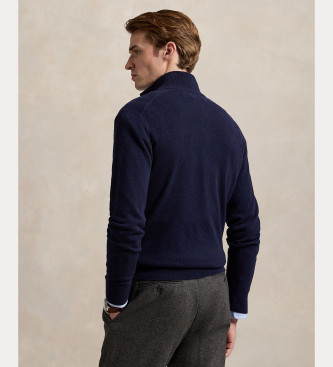 Polo Ralph Lauren Fleecepullover med kort dragkedja i marinblå färg